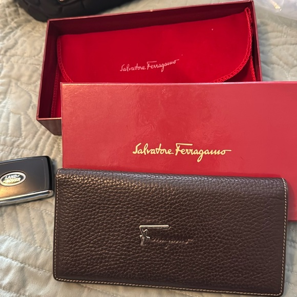 Salvatore Ferragamo Handbags - Salvatore Ferragamo Logo Black Leather Long Bifold Wallet